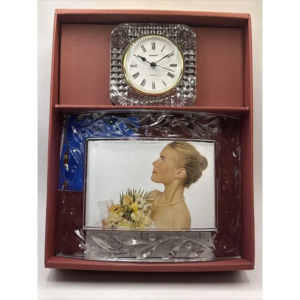Cristal d' Arques Crystal Petals 24% crystal Photo Frame & Clock Md France C5